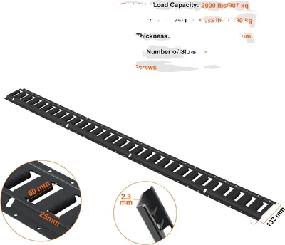 Zdjęcie produktu dla Zestaw szyn mocujących E-Track, nośność 2000 funtów, szczeliny, 5 stóp