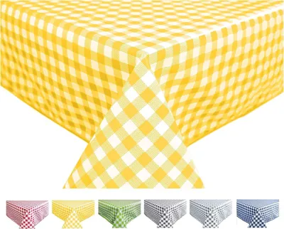 Productafbeelding van Tafelkleed - Waterdicht - Luxe afwasbaar - Makkelijk schoon te maken vierkant 140 x 240 cm geruit geel