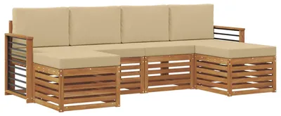 Imagen del producto de vidaXL Juego de sofás de exterior, 6 piezas, color natural y beige