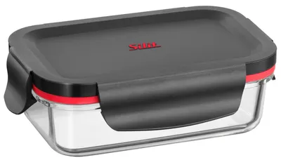Zdjęcie produktu dla Silit 0022 6321 01, Pudełko śniadaniowe, Prostokątny, 0,25 l, Czarny, Przezroczysty, Szkło, Silikon, 150 mm