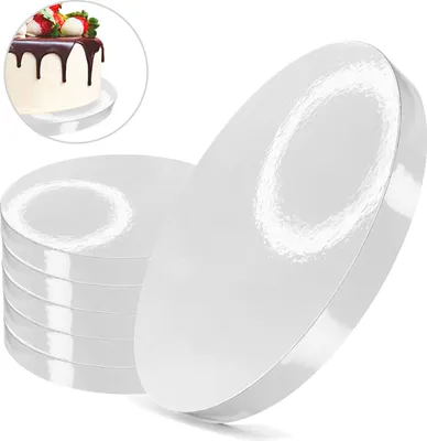 Produktbild von Cake Board Unterlage Weiß 28 cm 2 cm Set 5 Stück Cake Drum Rund Premium Brand4Cake
