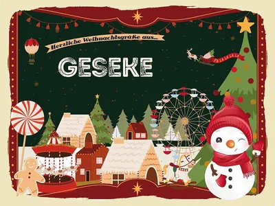 Produktbild von vianmo Holzschild 30x40 cm Weihnachtsgrüße aus GESEKE Weihnachten