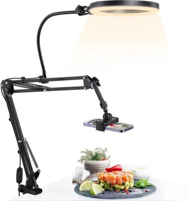 Produktbild von 10 Zoll Ringlicht mit Stativ - flexibles Handy-Stativ mit Ringlicht - 3 Farbtemperaturen - 10 verstellbare Ringlichter - Videokonferenzen - Tiktok