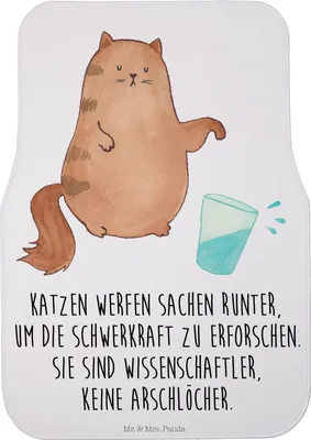 Produktbild von Mr. & Mrs. Panda Automatte Katze Wasserglas - Weiß - Geschenk, Cat, Autoteppich, Wasser, Neugierig, Kfz Fußmatte, Auto-Fußmatte, Glas, Fürs Auto, Katzen, Cats