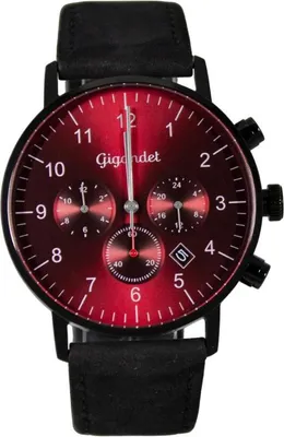 Produktbild von Gigandet Armbanduhr Herren Edelstahl Lederband Rot Schwarz G21-009