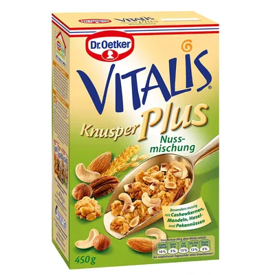 Produktbild von Dr. Oetker Vitalis Knusper müsli Plus Nuss Mischung mit Crunchies 450g