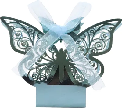 Image de 50 Pack 3D Papillon Laser Cut Wedding Party Favor Box Sac à bonbons Cadeau Chocolat Boîtes Bride Anniversaire Douche Bomboniere