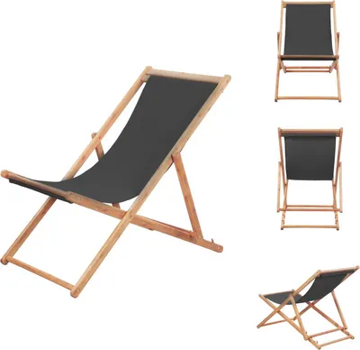 Produktbild von vidaXL Klappbarer Strandstuhl Stoff und Holzrahmen Grau -  Gartenstühle
