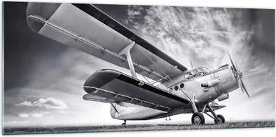 Produktbild von Bilder auf glas - Einteilig - Flugzeug An-2 Schwarzweiß - 120x50cm - Glasbilder - Wandbilder - Bilder - Wanddekoration aus Glas - Glas Bilder - Wandbild auf Glas - GAB120x50-4363