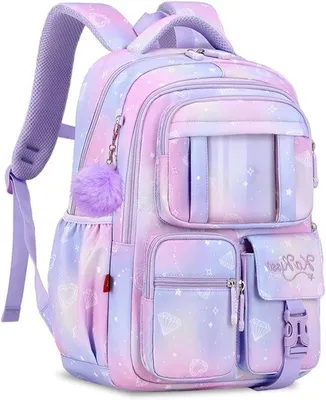 Immagine prodotto di Zaino per la scuola - Zaino per bambine - Uso quotidiano - Nylon traspirante e resistente all'acqua - 33 x 16 x 44 cm - Viola