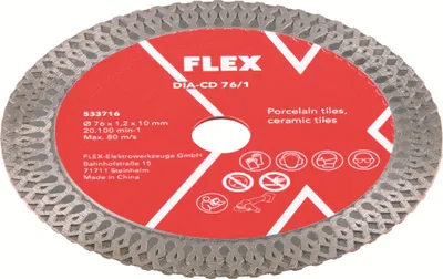 Produktbild von Flex Diamanttrennscheibe für Fliesen DIA-CD 76/1 für LBE 76 12-EC