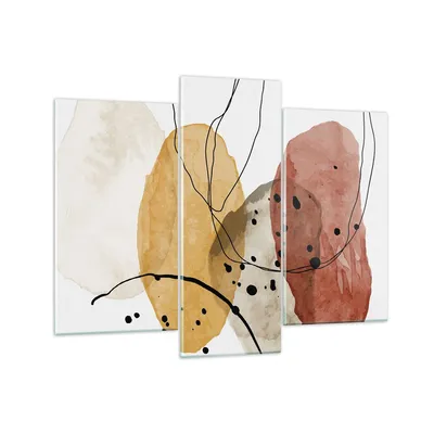 Produktbild von Bilder auf glas - 3 Teile - Aquarell Abstraktion Formen - 130x100cm - Glasbilder - Wandbilder - Bilder - Wanddekoration aus Glas - Glas Bilder - Wandbild auf Glas - GCB130x100-4658