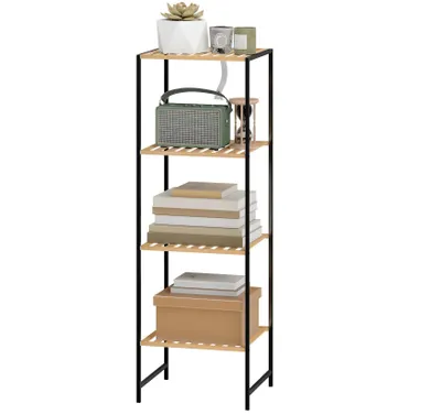 Produktbild von Standregal Badregal mit 4 Ablagen, Bücherregal, 36,5 x 33 x 110 cm