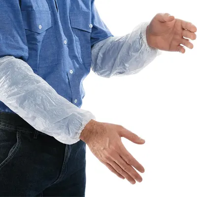 Produktbild von Sir Safety Ärmelschoner aus Polyethylen wasserdicht 40 cm 100 Stück, Einheitsgröße, Weiß