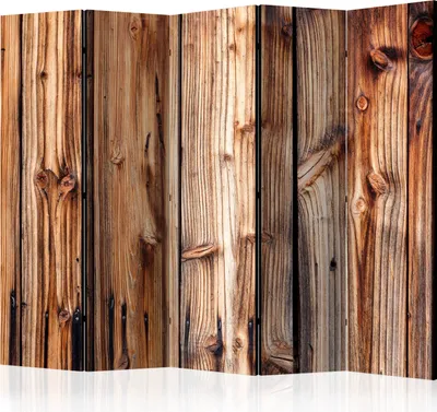 Produktbild von 5-teiliger Einseitiger Vlies Paravent - Wooden Chamber II 225x172 cm Muster f-B-0062-z-c