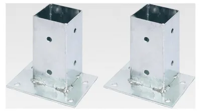 Produktbild von Aufschraubhülse | für die bündige Befestigung an Geraden | feuerverzinkt | 71 x 71 mm | 2er Set