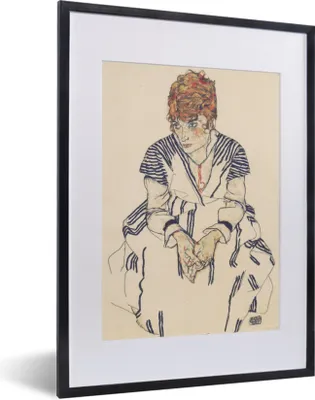 Produktbild von MuchoWow® Gerahmtes Poster Porträt von Edith Schiele, der Frau des Künstlers - Egon schiele 30x40 cm - Poster mit Schwarzem Bilderrahmen Wandposter Rahmen Foto Bilder - Wandposter Schlafzimmer