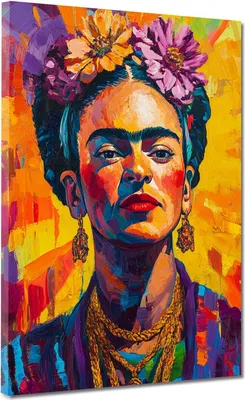 Produktbild von Frida Pop Art Portrait farbenfroh modern Leinwandbild Wandbild XL Wanddeko: 30x40x2cm