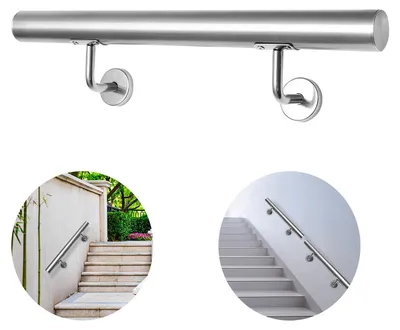 Productafbeelding van Vigevee handrail, roestvrij staal, 50 cm, Ø42 mm, roestvrij staal 304, trapleuning voor wandmontage, geborsteld, geschikt voor trappen, balkons, terrassen, binnen- en buitenruimtes