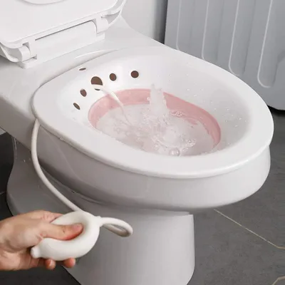Produktbild von Sitzbad Bidet, Sitzbadewanne, Sitzbad, Bidet Einsatz für Toilette, Faltbar Bidetbecken, Bidet Sitzbecken Sitzbad mit Flusher Sitzbäder