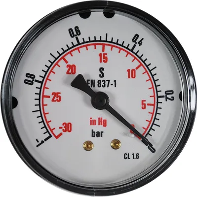 Produktbild von Manometer waagerecht bar+psi, Anzeigebereich:-1-0 bar, Durchmesser:63mm, Anschlussgewinde:1/4