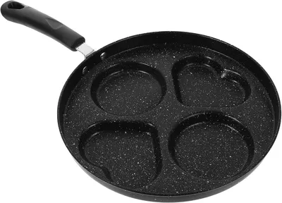 Produktbild von Mehrzweckpfanne aus Eisen in Herzform und rundem Design, antihaftbeschichtet und mit praktischer Rillenstruktur, für Pfannkuchen und Spiegeleier, Farbe zufällig ausgewählt