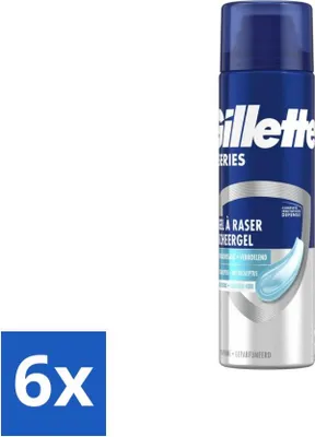Image de Gillette Series – Gel de rasage – Pour peaux sensibles – 200 ml - Pack économique - 6 pièces