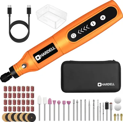 Produktbild von Mini-Akku-Rotationswerkzeug, 5-Gang-USB-Lade-Rotationswerkzeugsatz mit 55 Zubehörteilen, Mehrzweck-3,7-V-Power-Rotationswerkzeug zum Schleifen, Polieren, Bohren, Ätzen, Gravieren, Heimwerken