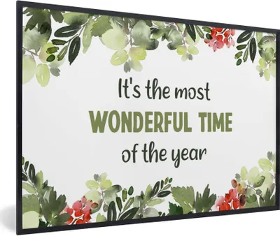 Produktbild von MuchoWow® Gerahmtes Poster Weihnachten - Zitat - Aquarell 90x60 cm - Poster mit Schwarzem Bilderrahmen Wandposter Rahmen Foto Bilder - Fotorahmen - Foto-Plakat