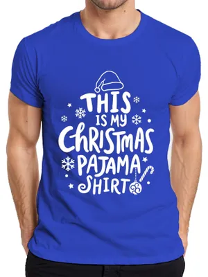 Obrázek produktu pro Tohle je moje vánoční pyžamové tričko Bílý motiv - Vánoce Xmas Christmas Pánské tričko, modrá, M