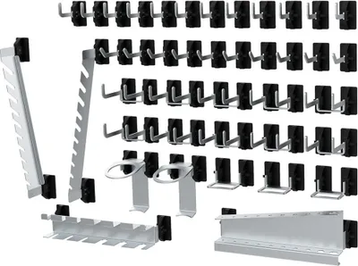 Produktbild von Werkzeughaltersortiment SimplaClip B2xH6mm 22 Haken/10 Doppelhaken/8 Halter Lochplatten