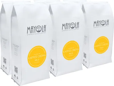 Produktbild von MAYOLA Kaffee Crema Mild, 6x1000g | ganze Bohne | fair & nachhaltig produziert | Langzeitröstung