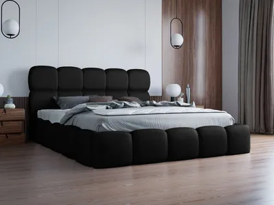 Obrázek produktu pro Čalouněná postel 140x200 ALZIRA 1 s úložným prostorem - černá
