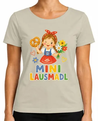 Obrázek produktu pro Mini Lausmadl, dámské tradiční bavorské oblečení: dirndl, trachtenshirt, kožená sukně, tričko, barva: přírodní, velikost: L