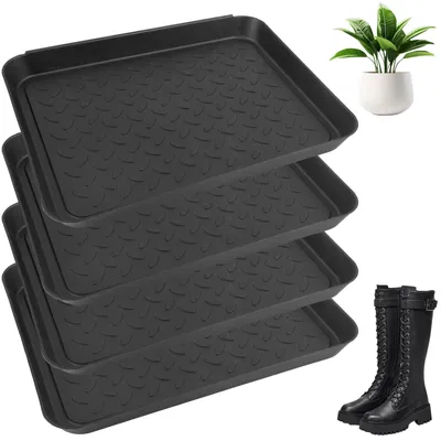 Abtropfschale für Schuhe, 4er-Set, 35x27,5x3 cm, schwarz