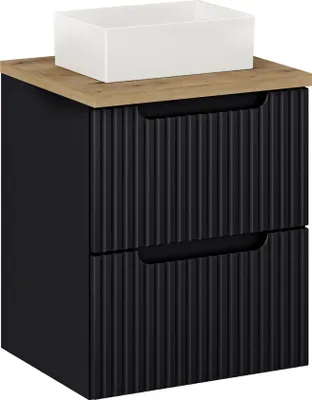 Immagine prodotto di Mobile Bagno 50 Cm Nero Con Piano E Lavabo Da Appoggio Bianco