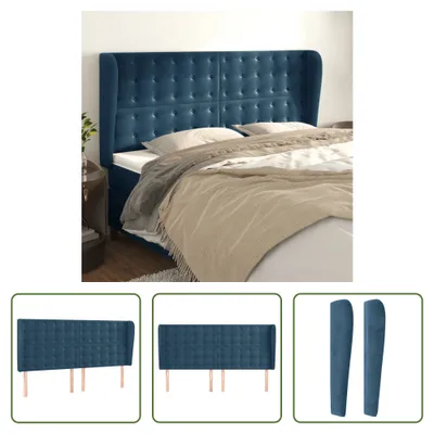 Produktbild von The Living Store Kopfteil mit Ohren Dunkelblau 163x23x118/128 cm Samt