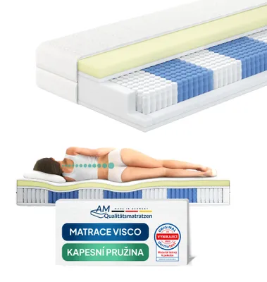 Obrázek produktu pro AM Qualitätsmatratzen | Matrace s taštickovým jádrem Premium Visco - 90x200 cm - H2 - 1000 pružin