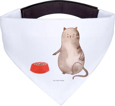 Produktbild von Mr. & Mrs. Panda Dreieckstuch Katze Fressen - Weiß - Geschenk, Halstuch Für Hunde, Hund, Hundehalstuch, Bandana