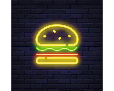 Produktbild von Glasbild Neon Hamburger 50x50 cm