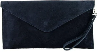 Image de Pochette de soirée en cuir bleu foncé pour femme, à bandoulière