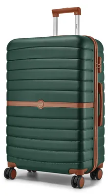 Produktbild von Reisekoffer - Hartschalenkoffer 60 cm - ABS + PC - 360° leise Doppelrollen - Teleskopgriff - Zahlenschloss - Kratzfest - Armeegrün