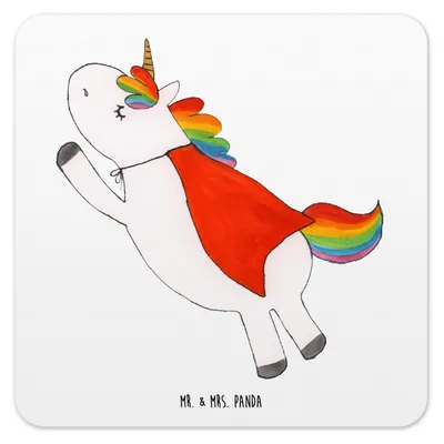 Produktbild von Mr. & Mrs. Panda Untersetzer für Gläser Einhorn Geburtstag 15er Set - Weiß - Geschenk, Coaster, Tischuntersetzer, Superheld, Design, Tisch, Geburtstagsgeschenk, Einhörner