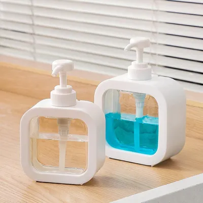 Productafbeelding van Zeepdispenser Set van 2, 500 ml, Wit, Transparante Pompen voor Douchegel, voor Badkamer