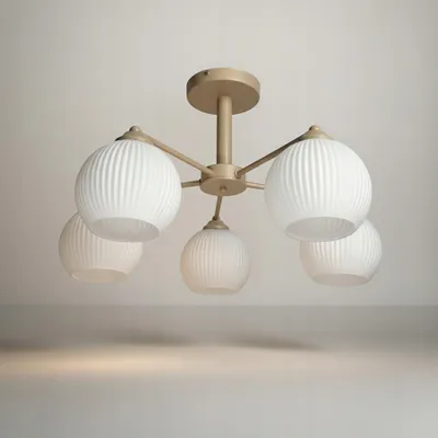 Obrázok produktu pre Euro-Lamp Stropná lampa Uno 5 Kašmír, biely tienidlo s pruhmi, 5×60 W VÝROBCA
