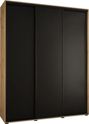 Produktbild von MEBLE KRYSPOL Davos 1 Schrank, drei Türen - 235,2x190x45 cm - Artisan Schwarz Schwarz