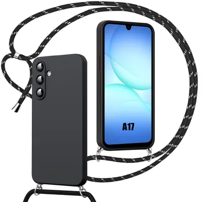 Image de Coque pour Samsung Galaxy A17 4G/5G, Antichoc Anti-Rayure Silicone avec Bandoulière - Noir