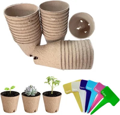 Image de Pots de culture biodégradables de 8 cm, lot de 30, compostables, pour le jardin