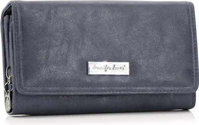 Produktbild von Portemonnaie Damen mit vielen Kartenfächern - Geldbörse aus Kunstleder - Geldbeutel für Frauen - Brieftasche Damen (Grau)