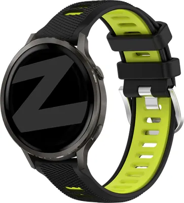Produktbild von Bandz Sportarmband mit Schnalle, passend für Garmin Vivoactive 4s / Vivomove 3s / Venu 4 - 41 mm / Venu 3s / Venu 2s / Forerunner 265s - Schwarz/Grau
